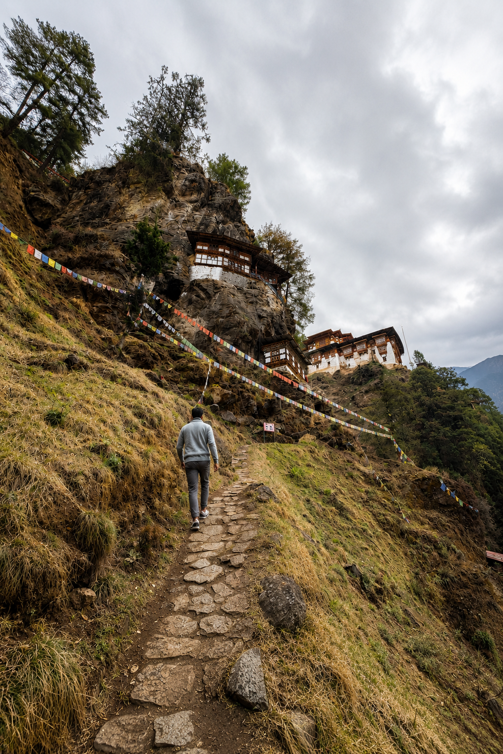 A Bhutanese trail leading toward a monastery